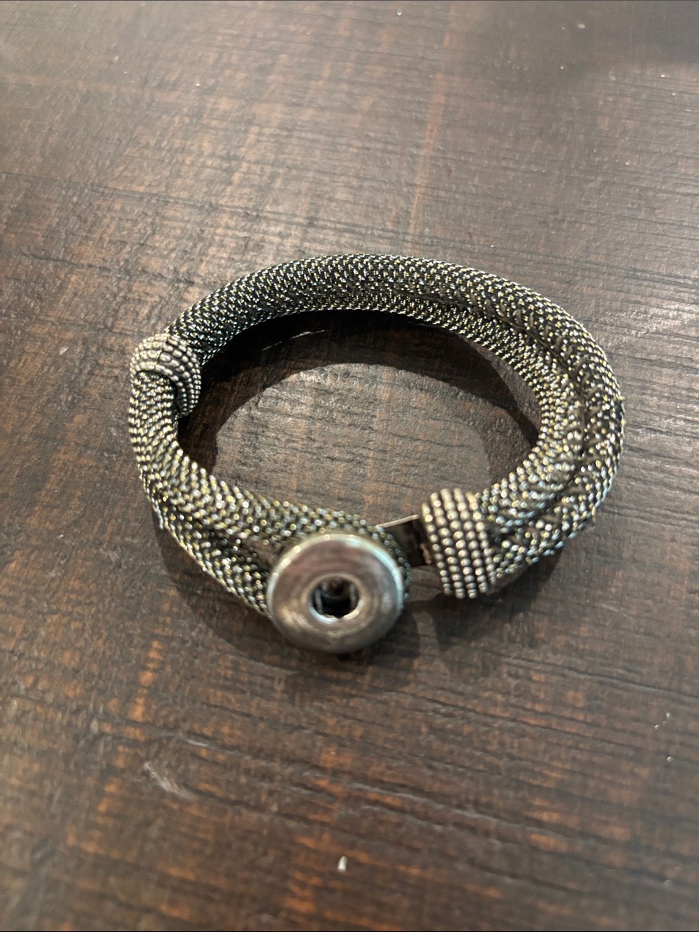 Vintage Silvertone Woven Metal Mesh Cuff Bracelet